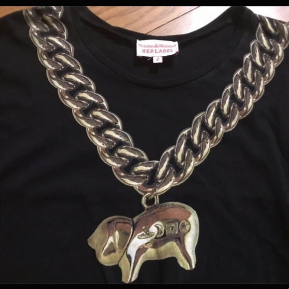 Vivienne Westwood Pig necklace print tee top - Picture 7 of 16